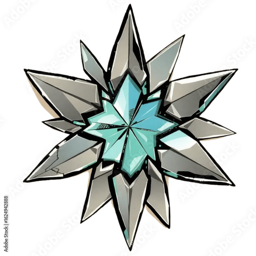 Star made of shattered glass pieces