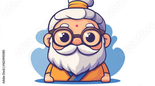 Pixel Art Portrait of a Cute Elderly Man with Glasses