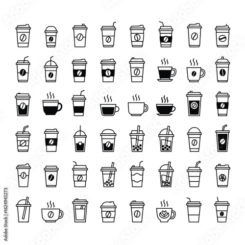 Coffee cups and mugs beverage icons beverages drinks