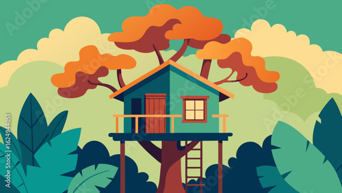 Charming tiny treehouse style home nestled in a tropical canopy