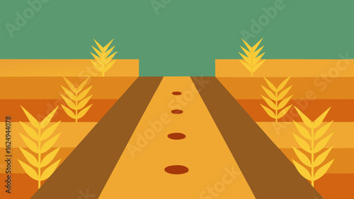 Unique top down perspective of a dried harvest field