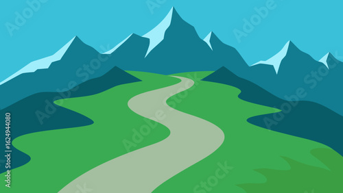 Expansive top down view of a mountain range with clear paths