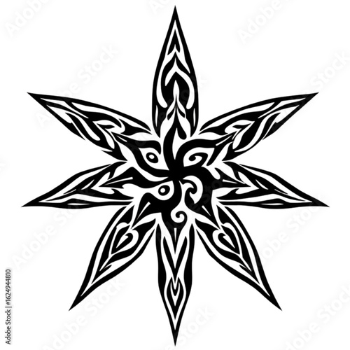 Star filled with tribal tattoo patterns