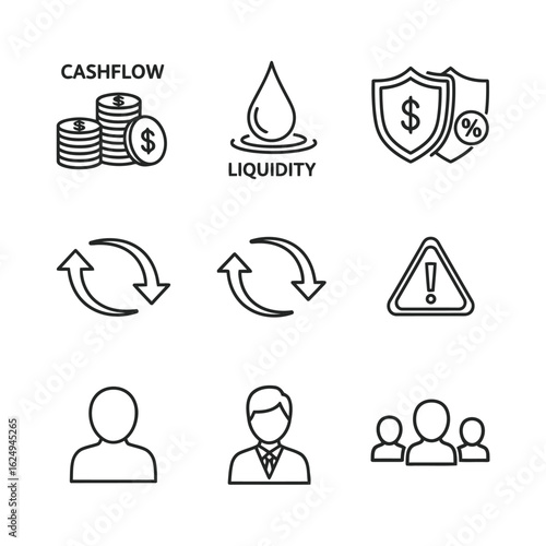 Financial Icons Cashflow Liquidity Security People