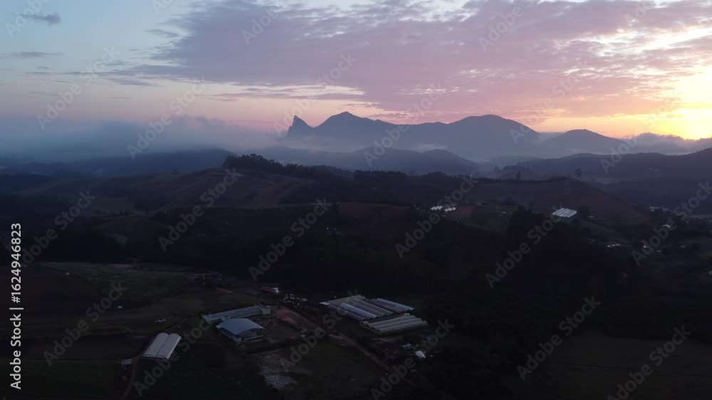 Sunrise looking at Pedra Azul, ES, Brazil.