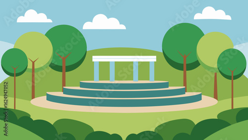 Grand City Park Amphitheater Surrounded by Trees and Grass