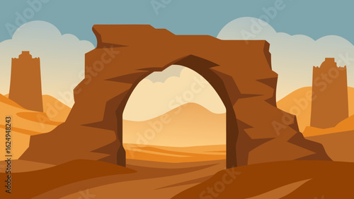 Eroded Stone Arches in a Rocky Desert Natural Formations