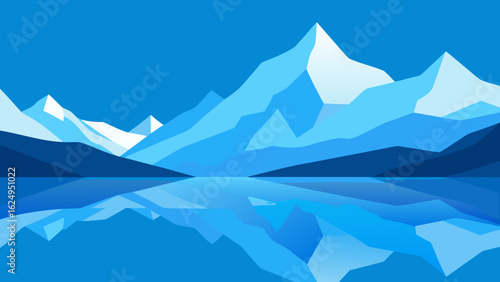 Glacial Lake Reflecting Snow Covered Mountains Scenic Landscape