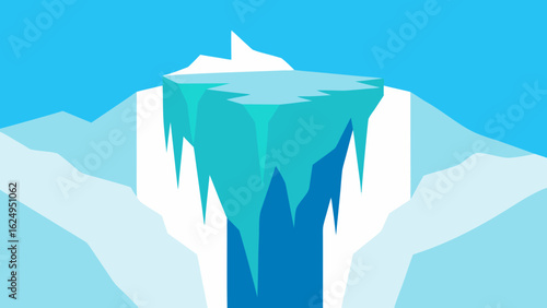Glacial Waterfall with Icy Spray and Majestic Water Flow
