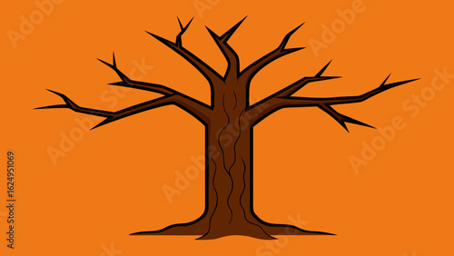 Gnarled Tree Trunk with Cracked Bark Texture and Rustic Detail