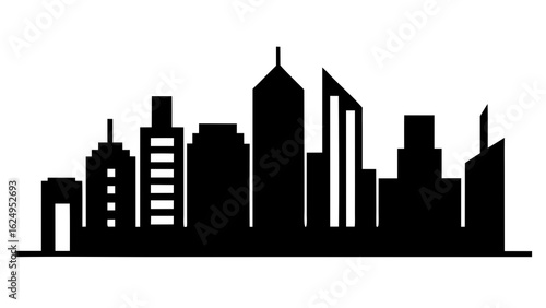 Wallpaper Mural Minimal Skyline with Bold Black Buildings on White Torontodigital.ca