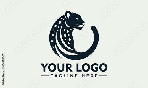 Elegant logo design featuring a stylized leopard head profile within a circular frame, ideal for branding.