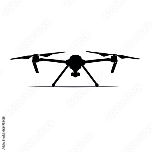 Vector art of drone silhouette, a modern aerial technology for surveillance