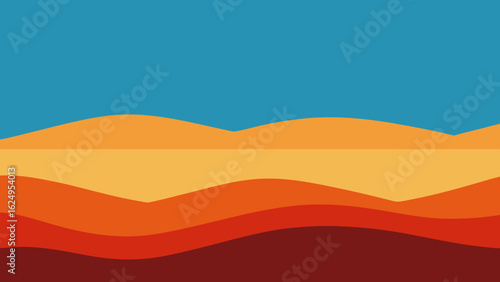 Paper Cut Layered Horizon with Simple Lines Minimal Landscape Art