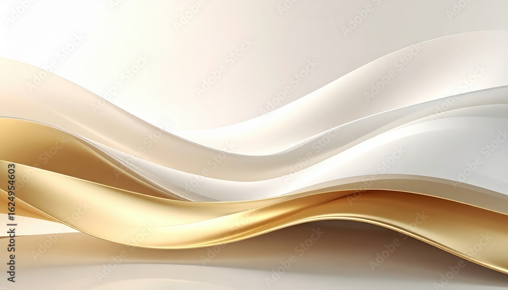 Obraz premium Elegant flowing waves of gold and white abstract art digital design contemporary environment aesthetic viewpoint visual concept for modern interiors