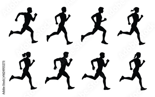 Wallpaper Mural Vector art of set of running people silhouettes isolated on white background for your design project Torontodigital.ca