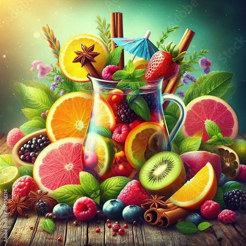Refreshing Fruit Infusion Green Tech & Eco-Innovation for a Digital Future of Sustainable Living and AI.