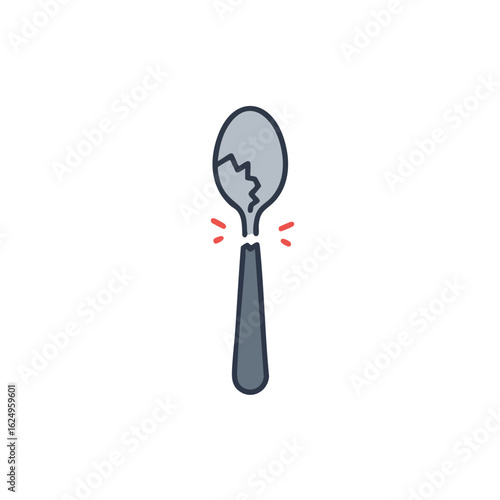 Vector illustration of snapped spoon realistic style on white background, kitchen utensil