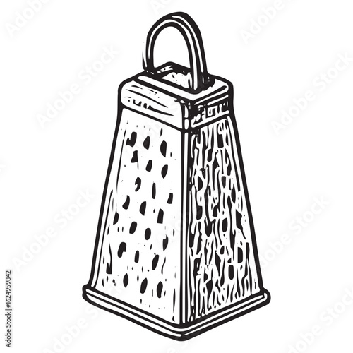 Hand-Drawn Sketch of a Practical Kitchen Grater Illustration