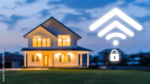 Wallpaper Mural Smart Home Security:  Wireless Network Protection for Your House at Night Torontodigital.ca