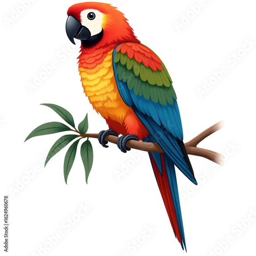 Parrot with tropical feathers