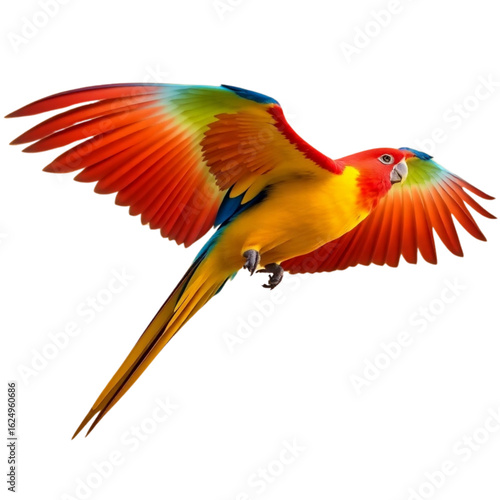 Macaw flying mid-air
