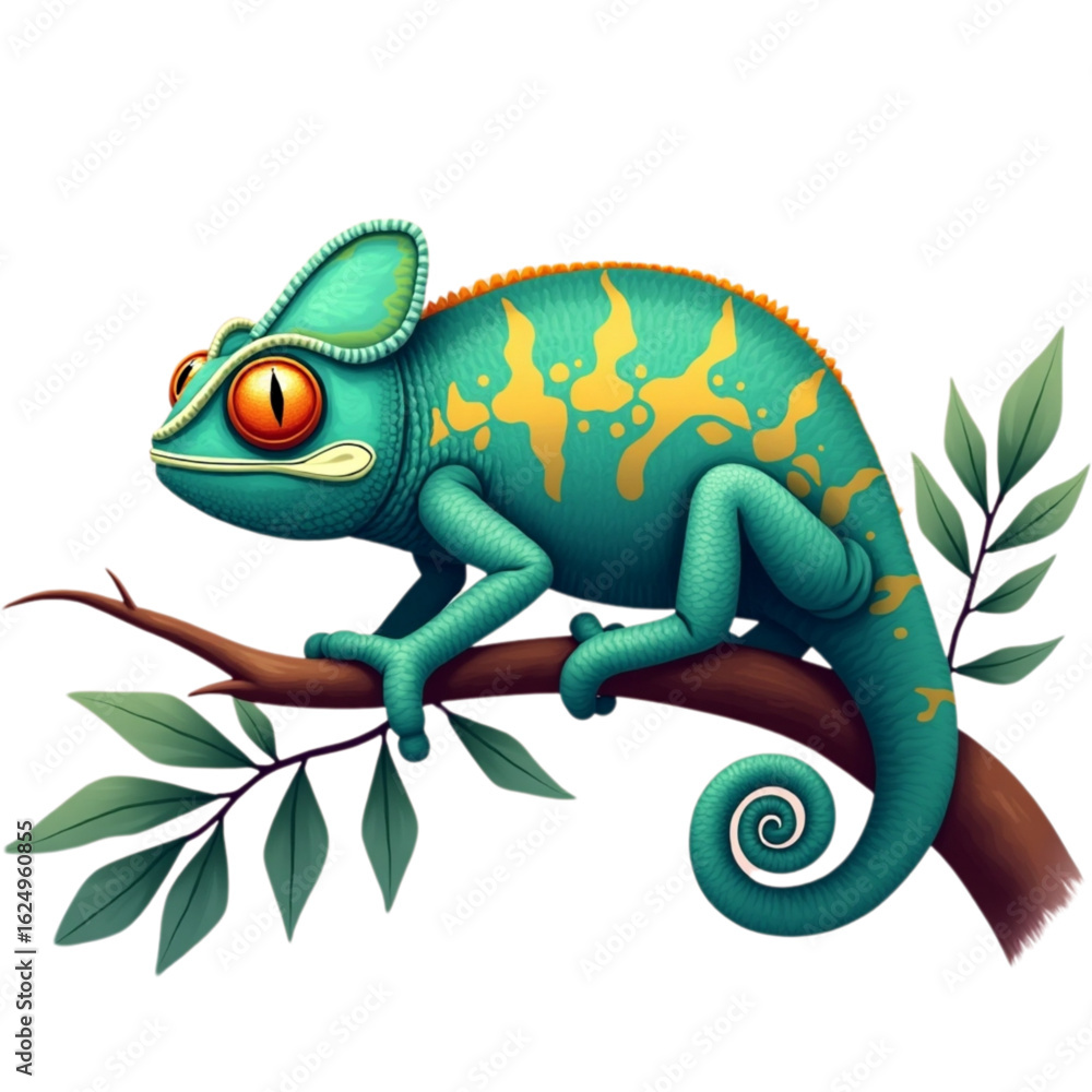 Obraz premium Chameleon on a branch 