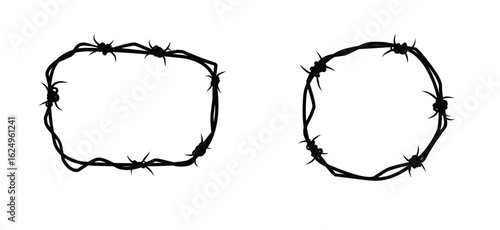 square and circle barbed wired design vector.eps