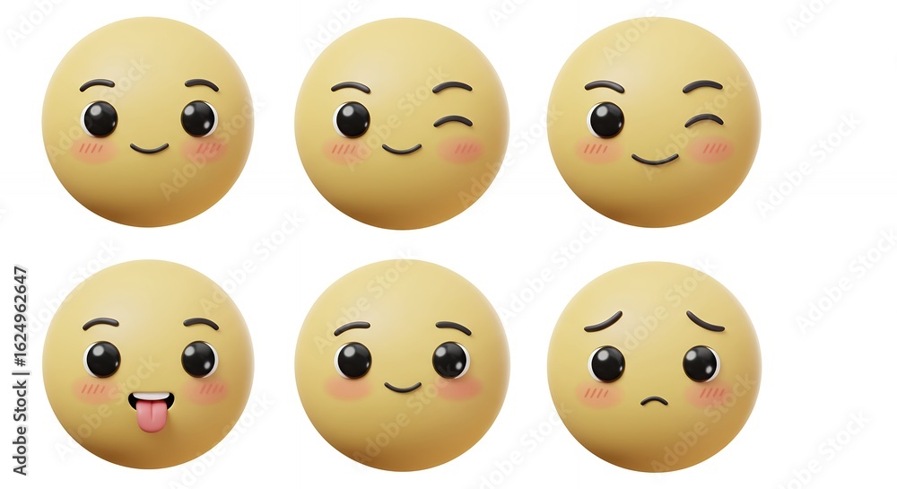 Fototapeta premium Cartoon faces displaying different emotions