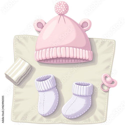 Tiny baby hat with booties