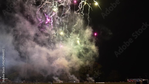 Fireworks finale at the Royal Darwin Show 2025, NT Australia.