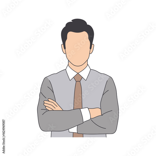 [Faceless Businessman with Arms Crossed Illustration]
