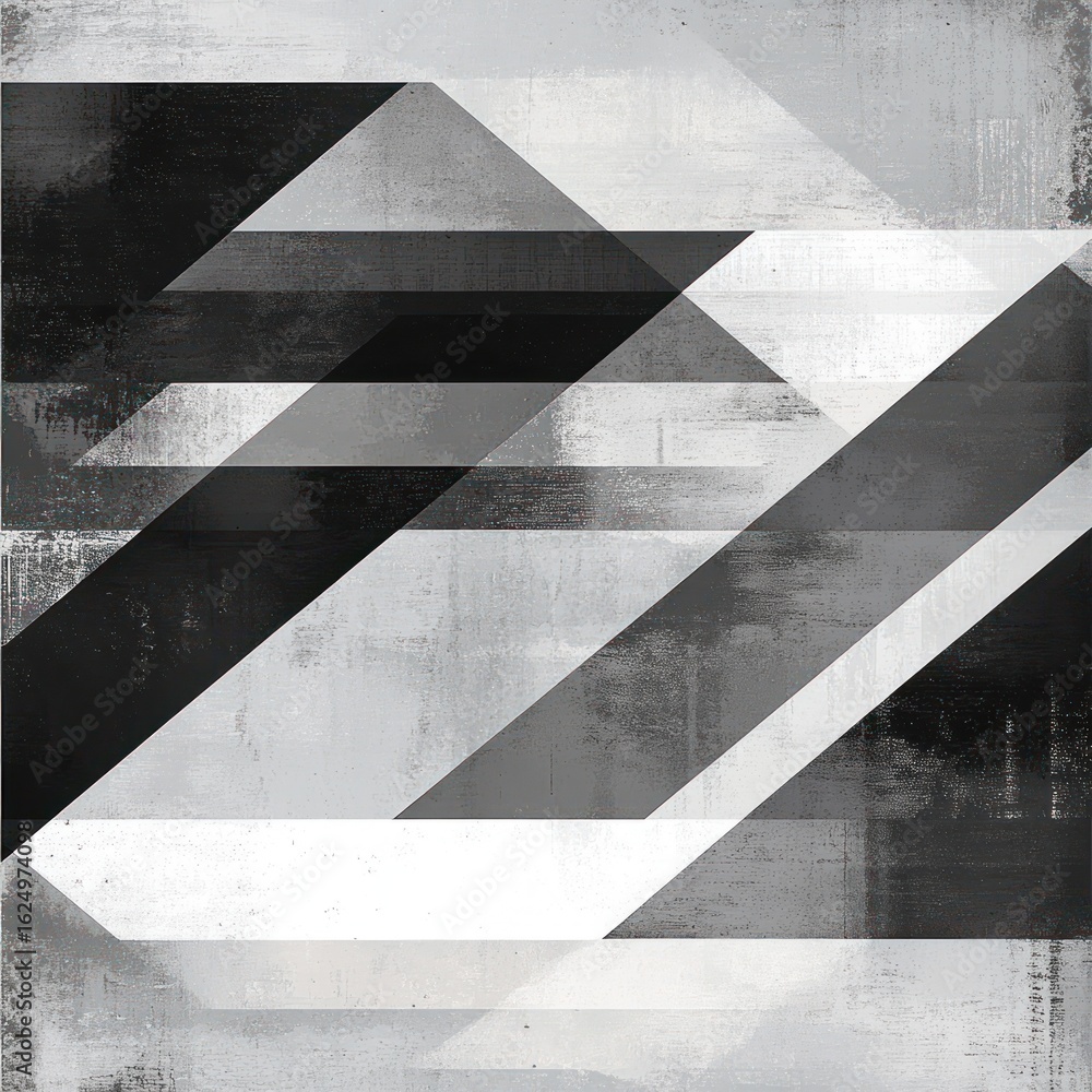 Abstract grayscale design with overlapping geometric shapes and textured elements Abstract grayscale design with overlapping geometric shapes and textured elements