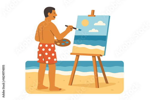 Vibrant hues inspire a creative beachside painter to capture coastal beauty