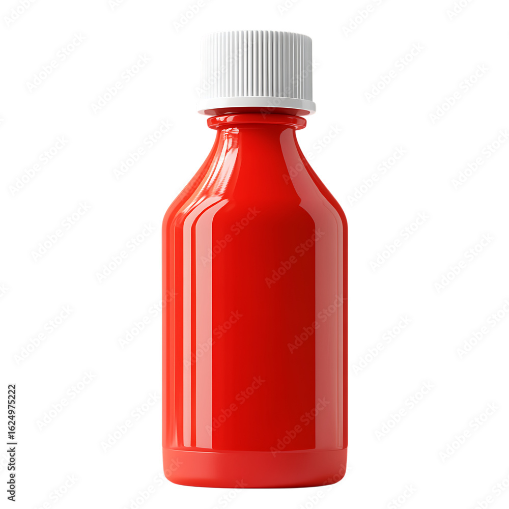 Fototapeta premium Red Medicine Bottle Pharmaceutical Packaging On Transparent Background