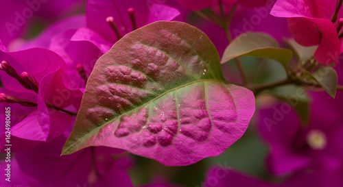 Virus-Induced Crinkling on Bougainvillea Leaves