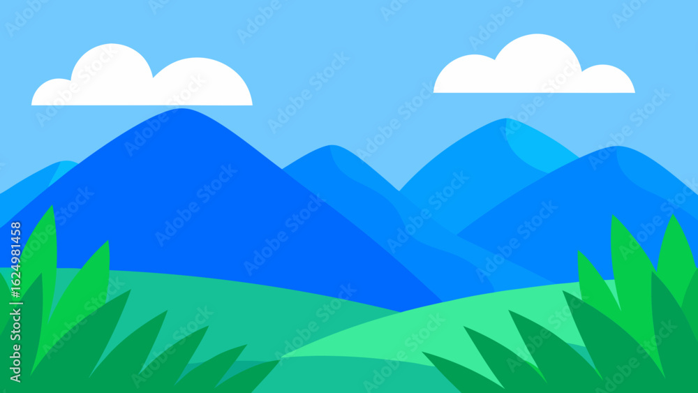 Obraz premium Refreshing Vector Landscape with Textured Grass and Open Blue Sky
