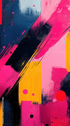 Abstract Vibrant Paint Strokes: A Dynamic Composition of Color and Texture