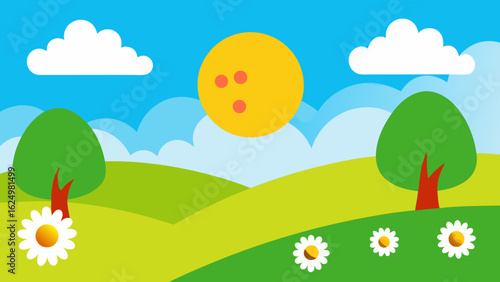 Bright Spring Landscape Featuring a Tree Canopy and Vibrant Greenery