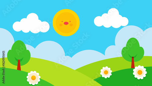 Bright Spring Landscape Featuring a Tree Canopy and Vibrant Greenery