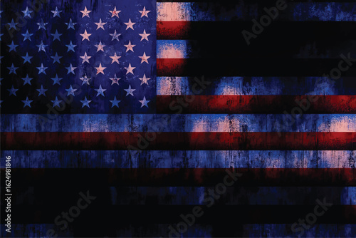Grunge Flag of the USA. Vector illustration in with grunge texture.
