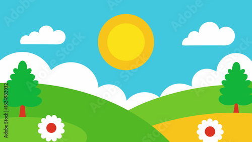 Bright Spring Landscape Featuring a Tree Canopy and Vibrant Greenery