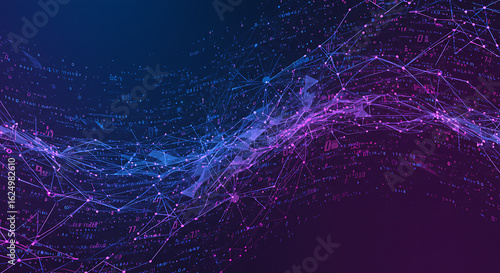Abstract digital background of flowing blue and purple light lines suggesting speed or technology