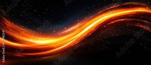 Fiery Orange Abstract Wave on Dark Background