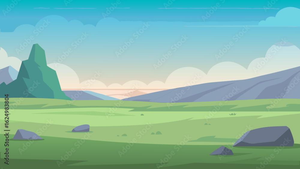 Obraz premium Serene Plateau Landscape Vector Nature Illustration Peaceful Scene