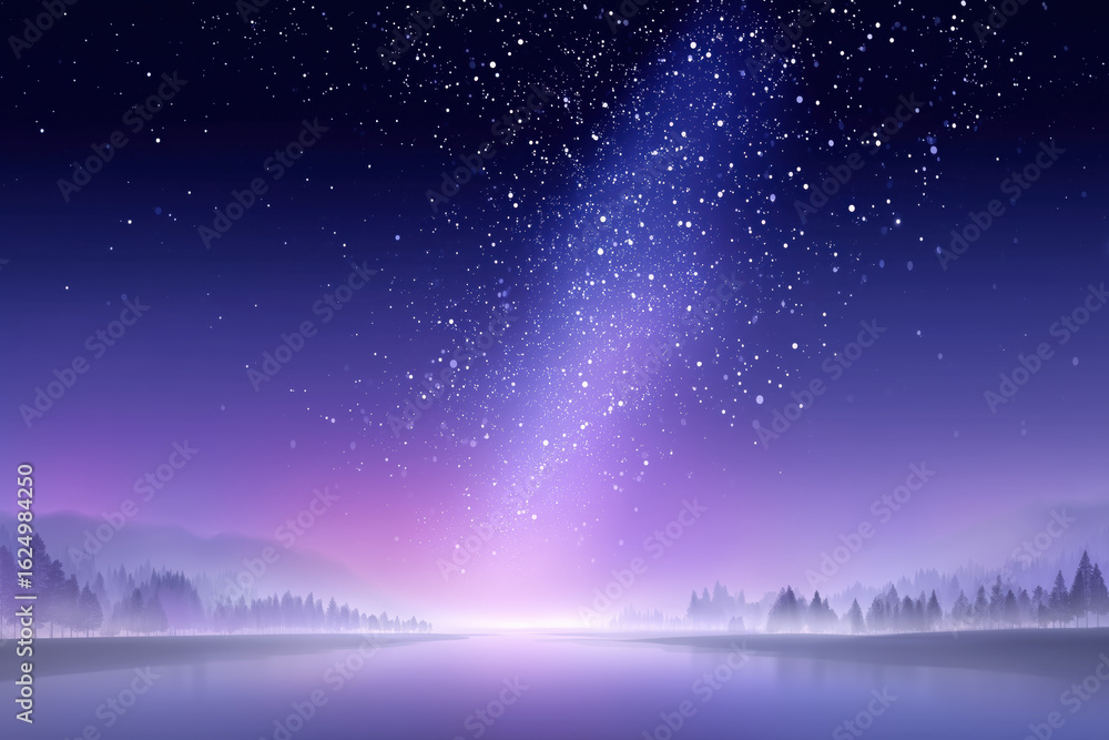Fototapeta premium Starry night sky over tranquil lake