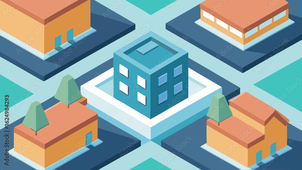Naklejka premium Clean Isometric Style Vector Background Urban Architecture Illustration