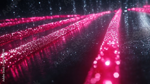 Abstract Pink Glowing Lines on Dark Background