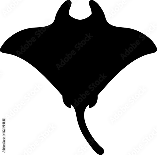 Manta Ray Silhouette Icon – Marine Animal, Ocean & Graceful Symbol

