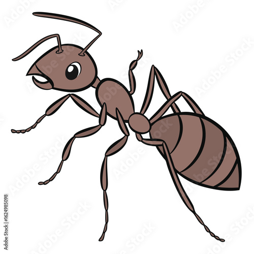 Red formica ant, an isolated insect macro, crawling on a white background
